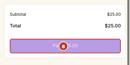 ٨) تأكّد من المبلغ في (Total) ثم اضغط زر الدفع (Pay) لإتمام التبرّع. سيصلك إيصال على بريدك — جزاك الله خيرًا.